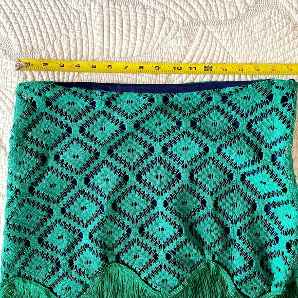 JUDITH MARCH Kelly Green Lace Crochet Fringe Skirt L - Maximalism - Picture 11 of 11